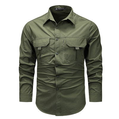 Men’s Outdoor Shirt - Long Sleeve Button Down - Multi Pocket Design