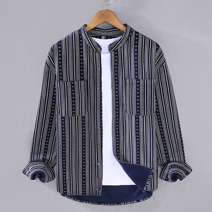 Men's Retro Striped Long Sleeve Shirt