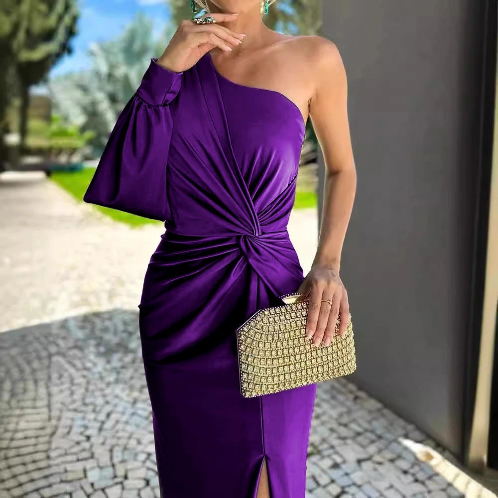 Women's Asymmetric One-Shoulder Evening Dress