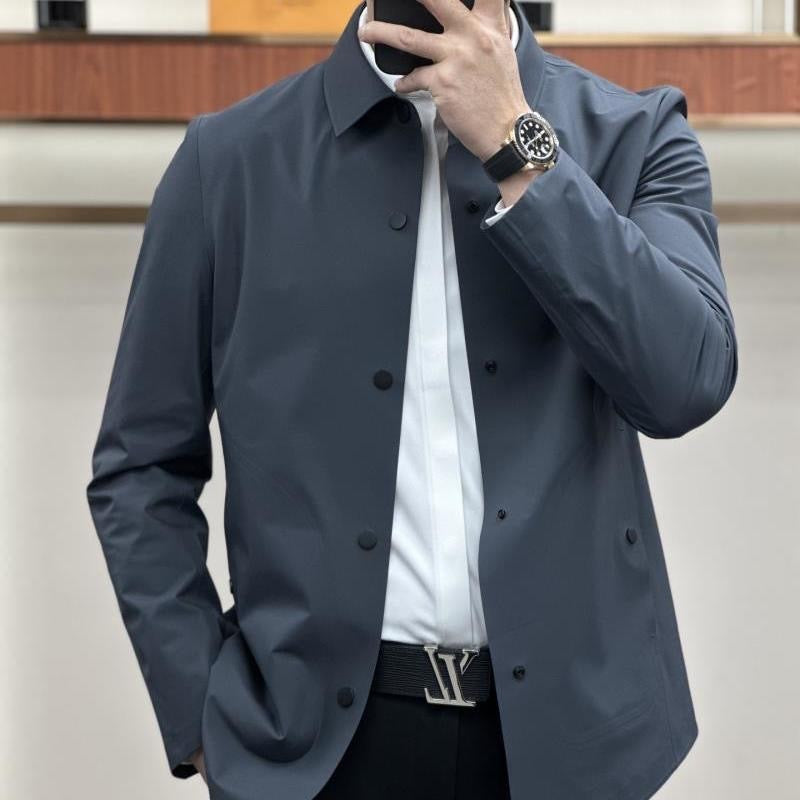 Men’s Overshirt – Slim Fit – Lightweight – Turn-Down Collar – Business Casual Layer