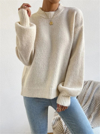 Women’s Knit Sweater – Relaxed Fit – Soft Touch – Crew Neck – Ribbed Cuffs