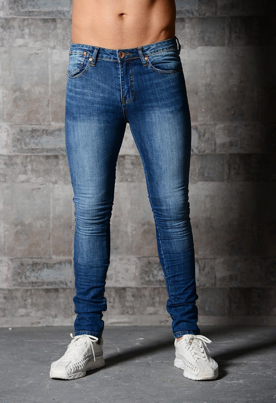 Men’s Denim Pants – Slim Fit – Stretch Denim – Full Length – 5-Pocket Casual Style