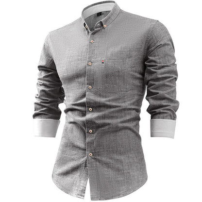 Men’s Button-Up Shirt – Slim Fit – Long Sleeve – Chest Pocket