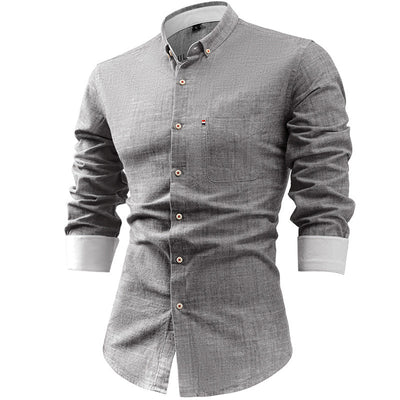Men’s Button-Up Shirt – Slim Fit – Long Sleeve – Chest Pocket