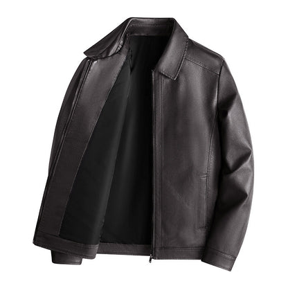 Men’s PU Leather Jacket – Tailored Fit – Stand Collar – Zip Front – Smart Casual