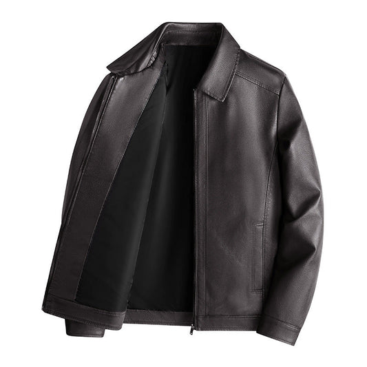 Men’s PU Leather Jacket – Tailored Fit – Stand Collar – Zip Front – Smart Casual