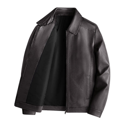 Men’s PU Leather Jacket – Tailored Fit – Stand Collar – Zip Front – Smart Casual
