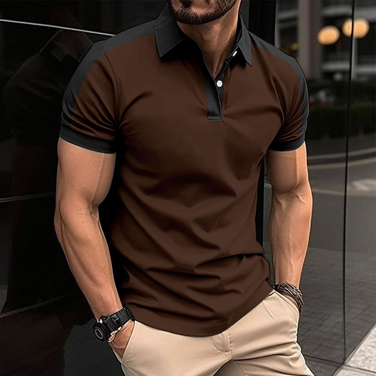Men’s Polo Shirt – Slim Fit – 100% Cotton – Contrast Collar and Cuff Detail