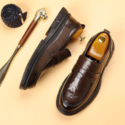 Men’s Leather Loafers – Slip-On Penny Strap – Streamlined Comfort Fit – Smart Casual