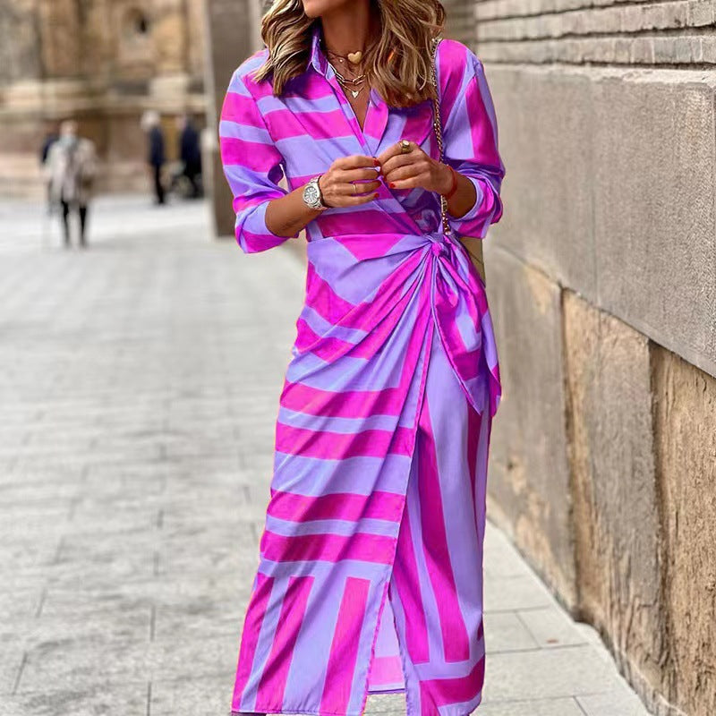 Louisa | Summer Wrap Dress with Collar in Lightweight Fabric