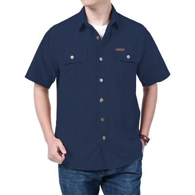 Men’s Work Shirt – Cotton Blend – Relaxed Fit – Short Sleeve – Button-Up with Pockets