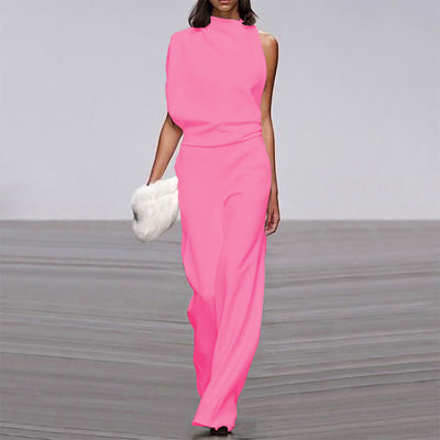 Elegant Spring Jumpsuit with Single-Breasted Neckline