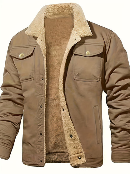 Men's cozy fleece lapel jacket