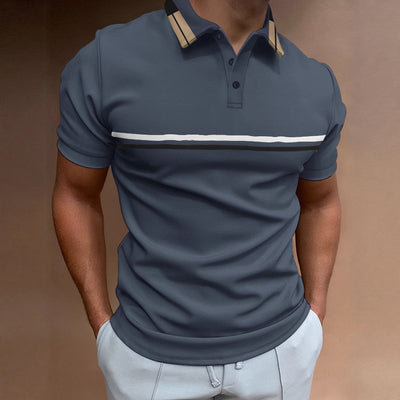 Men’s Polo Shirt – Slim Fit – Breathable Blend – Short Sleeve – Striped Chest Design