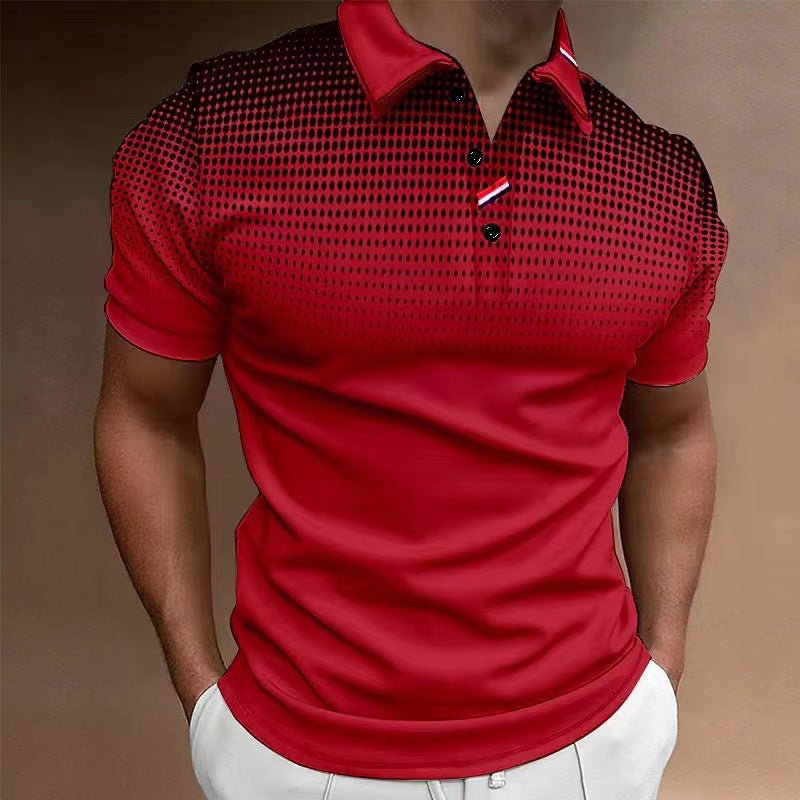 Men’s Polo Shirt – Slim Fit – Cotton Blend – Short Sleeve – Gradient Polka Dot Print