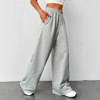Women’s Wide-Leg Trousers – Lightweight Knit – Elastic Waist – Relaxed Full Length
