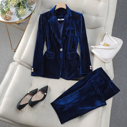 Women’s Blazer Suit Set – Tailored Fit – Textured Formal Design