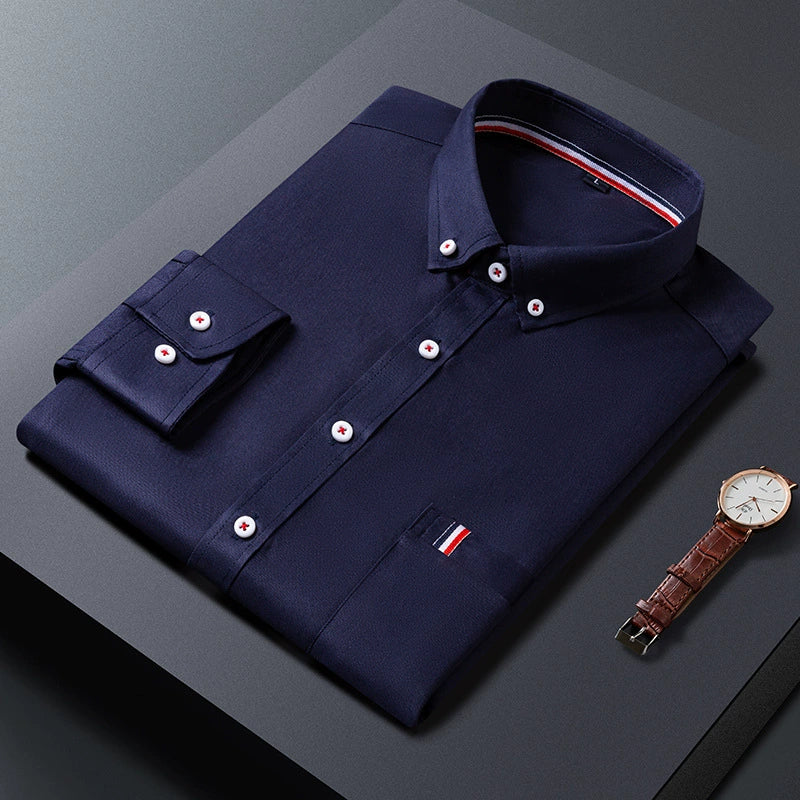 Men’s Long Sleeve Shirt – Slim Fit – Cotton Blend – Pointed Collar – Chest Pocket