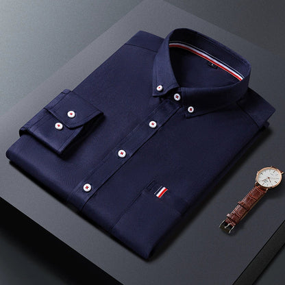 Men’s Long Sleeve Shirt – Slim Fit – Cotton Blend – Pointed Collar – Chest Pocket