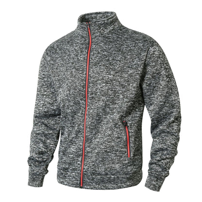 Men’s Zip-Up Jacket – Fleece Lined Knit – Stand Collar – Zipper Pockets – Regular Fit