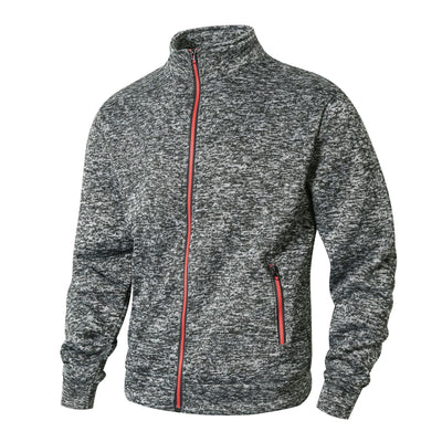 Men’s Zip-Up Jacket – Fleece Lined Knit – Stand Collar – Zipper Pockets – Regular Fit