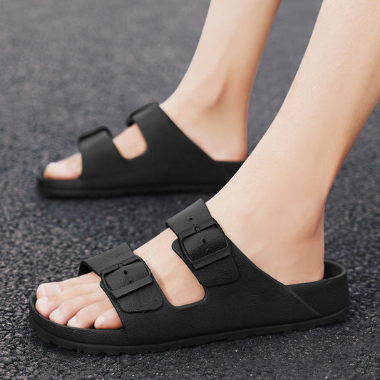 Men’s Sandals – Synthetic Leather – Open Toe – Adjustable Buckle Straps – Thick Sole