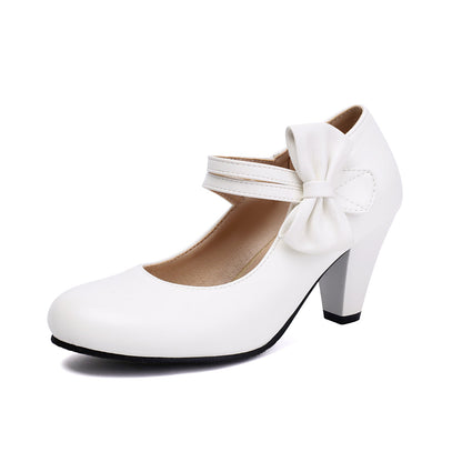 Women’s High Heel Shoes – Dual Strap – Bow Detail – Pointed Toe – Elegant Fit