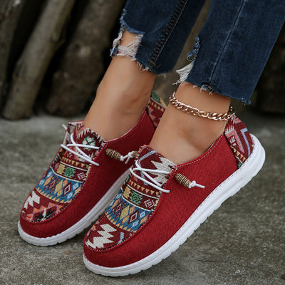 Women’s Slip-On Shoes – Woven Fabric – Floral Tapestry – Lightweight Casual Fit