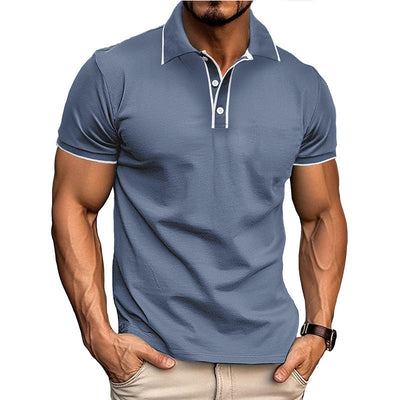 Men’s Polo Shirt – Athletic Fit – Cotton Blend – Button Placket – Subtle Piping