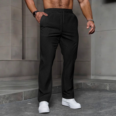Men’s Joggers – Relaxed Fit – Cotton Blend – Full Length – Textured Casual Style