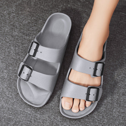 Men’s Sandals – Synthetic Leather – Open Toe – Adjustable Buckle Straps – Thick Sole