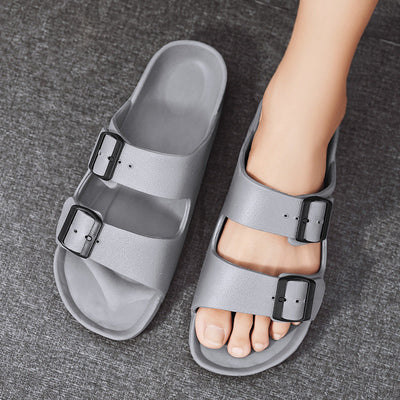 Men’s Sandals – Synthetic Leather – Open Toe – Adjustable Buckle Straps – Thick Sole