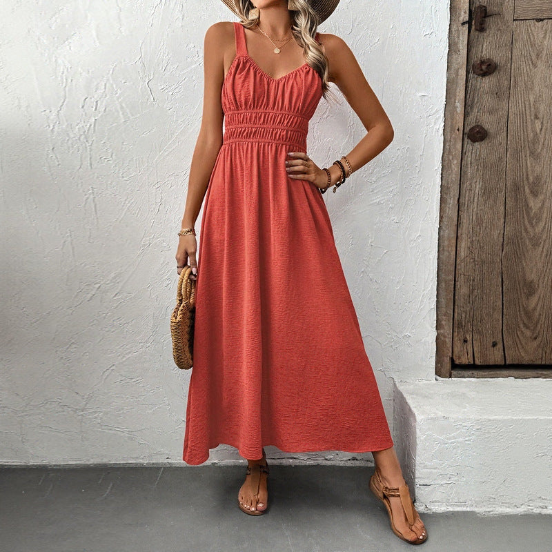 Women’s A-Line Dress – Sleeveless – Elastic Waist – Midi Length - Flowy Design