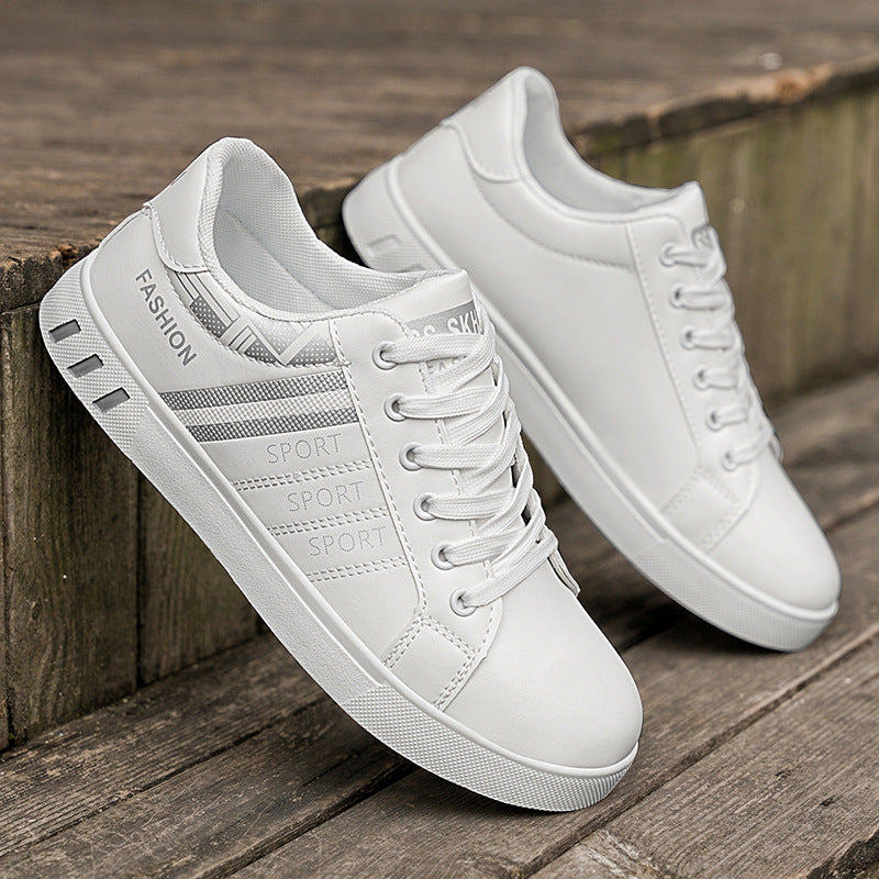 Men’s Low-Top Sneakers – Wide Fit – Leather Look – Lace-Up – Casual Everyday Wear