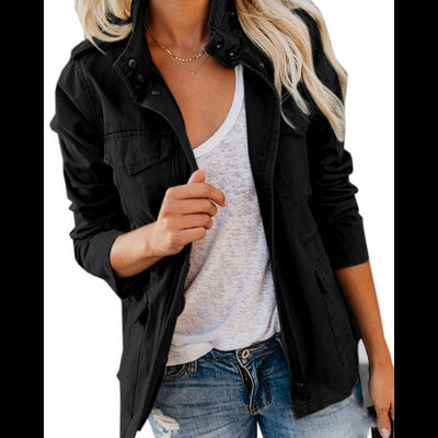 Women’s Utility Jacket – Cotton Feel – Regular Fit – Zip Button Closure – Four Pocket