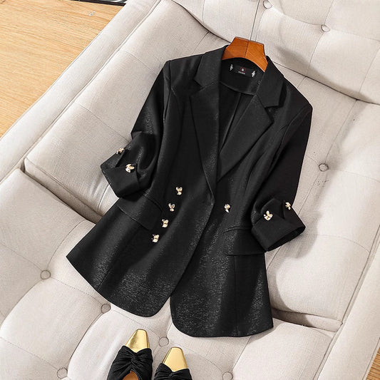 Women’s Blazer – Tailored Fit – Double-Breasted – Structured Silhouette – 3/4 Sleeve
