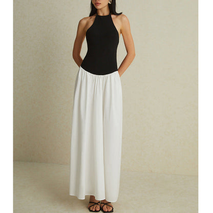 Women’s Long Evening Dress – Halter Neck – Backless – Fitted Bodice – Flowing Skirt