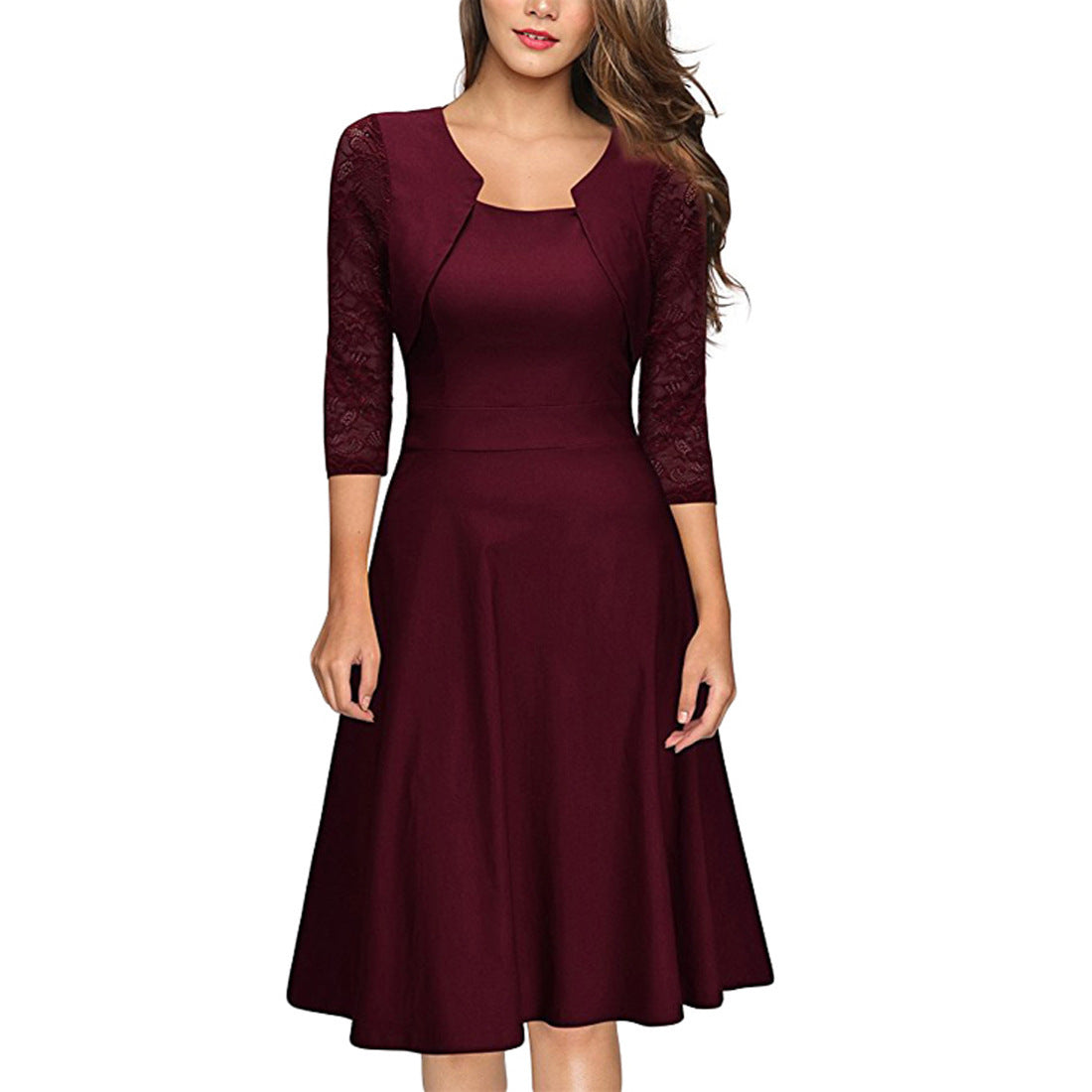 Elegant Women's Dress with Lace Detail - Perfect for Formal Occasions