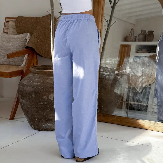 Women’s Wide-Leg Trousers – High Waist – Pleated Front – Breathable Blend – Full Length