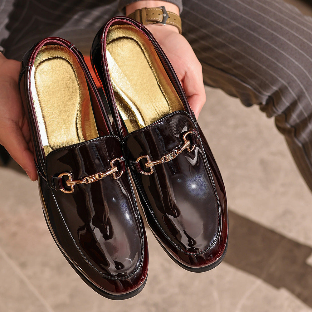 Men’s Dress Loafers – Patent Leather – Slip-On – Metal Bit – Cushioned Insole