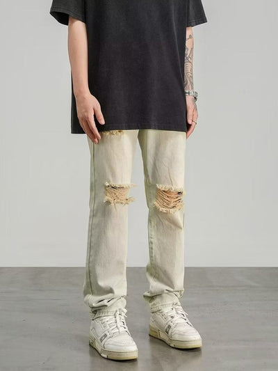 Men’s Jeans – Slim Fit – Straight Leg – Distressed Denim – Casual Streetwear