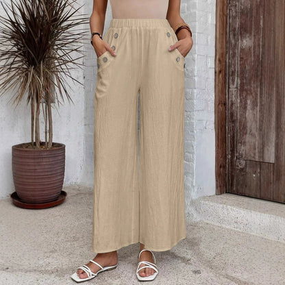 Women’s Cropped Pants – Wide Leg – Elastic Waist – Lightweight Breathable Casual Wear
