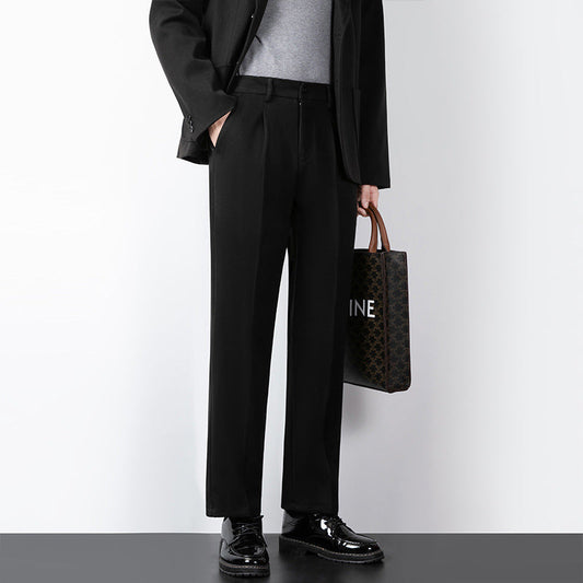 Men's Tailored Trousers – Wool Blend – Slim Fit – Full Length Formal Wear