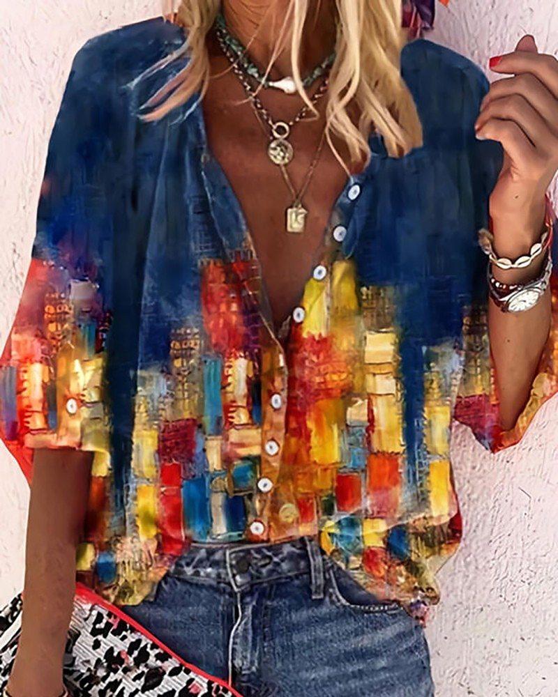 Women's Lace Embroidered Boho Long Sleeve Tunic Blouse