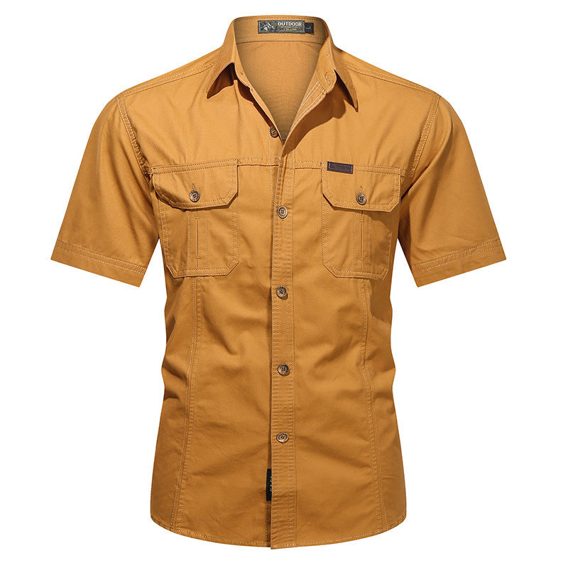 Men’s Work Shirt – Cotton Blend – Relaxed Fit – Short Sleeve – Button-Up with Pockets