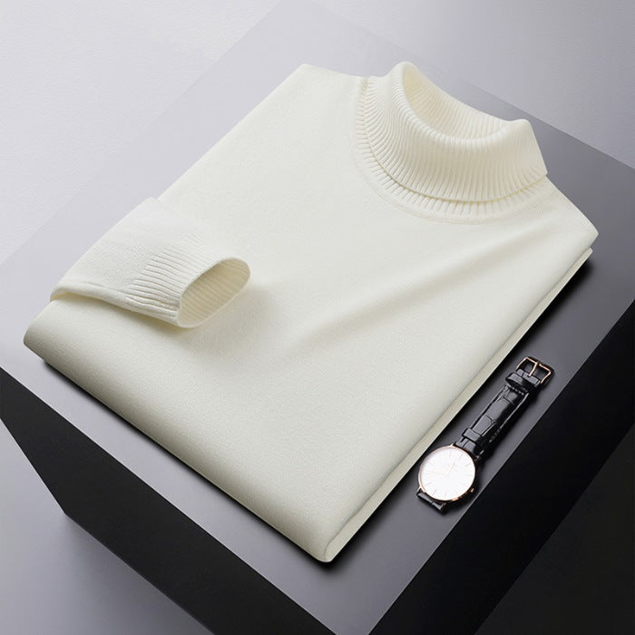 Men’s Turtleneck Sweater - Knitted - Slim Fit - Long Sleeve Warm Pullover