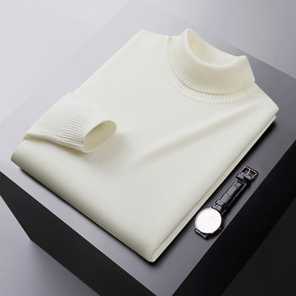 Men’s Turtleneck Sweater - Knitted - Slim Fit - Long Sleeve Warm Pullover