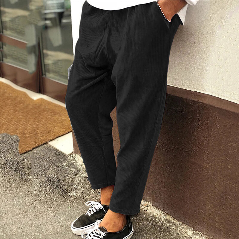 Men's stylish ribbed cropped pants