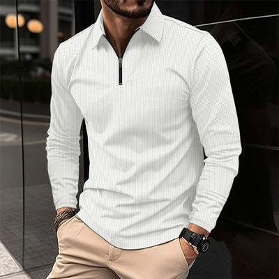 Men’s Long Sleeve Shirt – Slim Fit – Zip Collar – Stretch Fabric