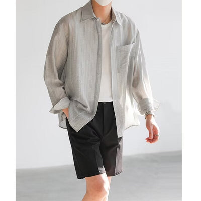 Men’s Long Sleeve Shirt – Lightweight Cotton – Relaxed Fit – Button-Down Casual Wear